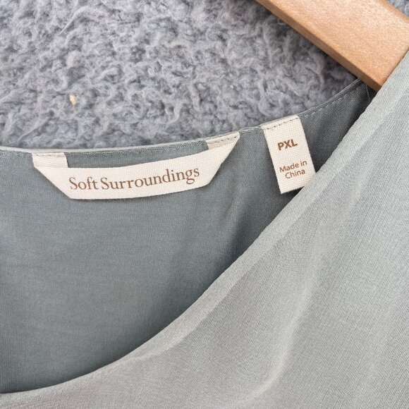 Soft Surroundings Dress Women Extra Large Petite Morlaix Sage Green Silk Chiffon - Picture 6 of 11